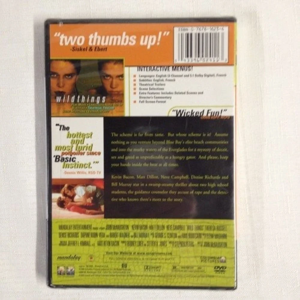 Wild Things DVD 1998 Kevin Bacon Neve Campbell New Sealed
